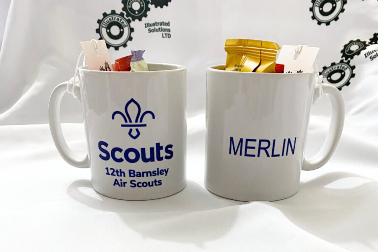 Bespoke design printed mugs for a local scouts group