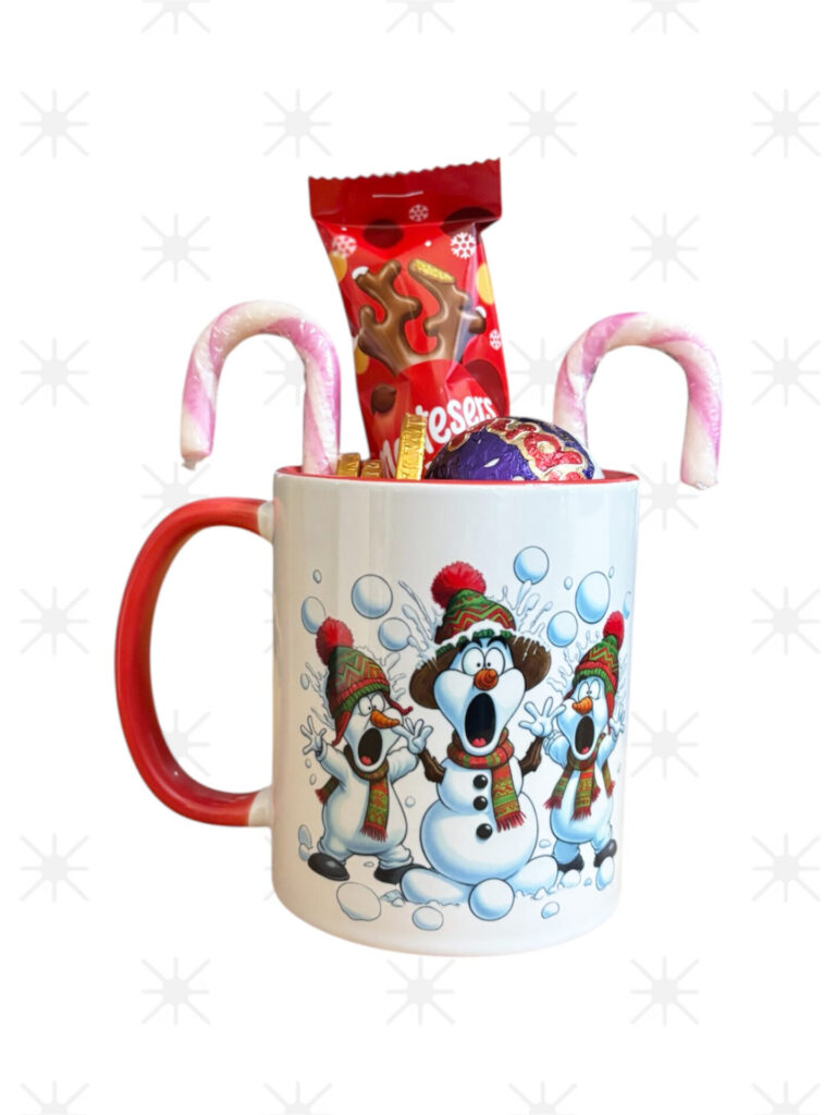 Snowmen Image Red Mug